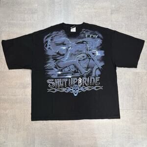 Liquid Blue Rare Skull Bone T-shirt Mens 3XL Black Plus Size Y2K Graphic Vintage